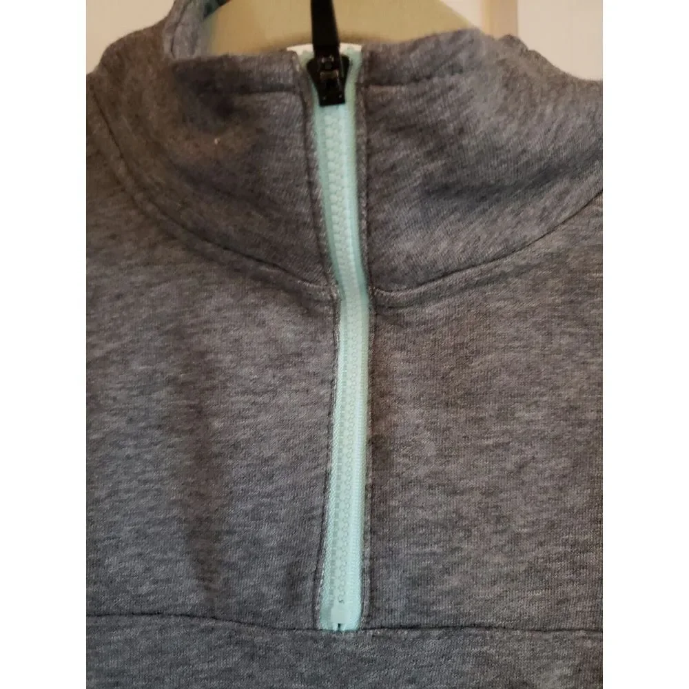 xersion active ware 1/4 zip jacket cotton blend women's Medium‎ grey +blue